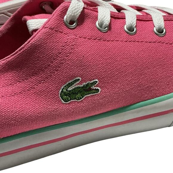 Lacoste Women’s Pink Canvas Sneakers Size 9 - Picture 4 of 9